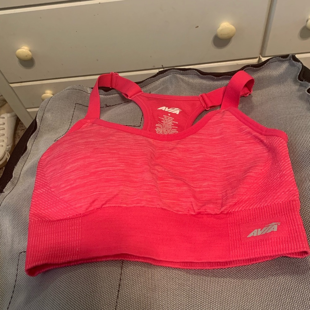 Hot Pink Pen-Stripped Avia Sports Bra